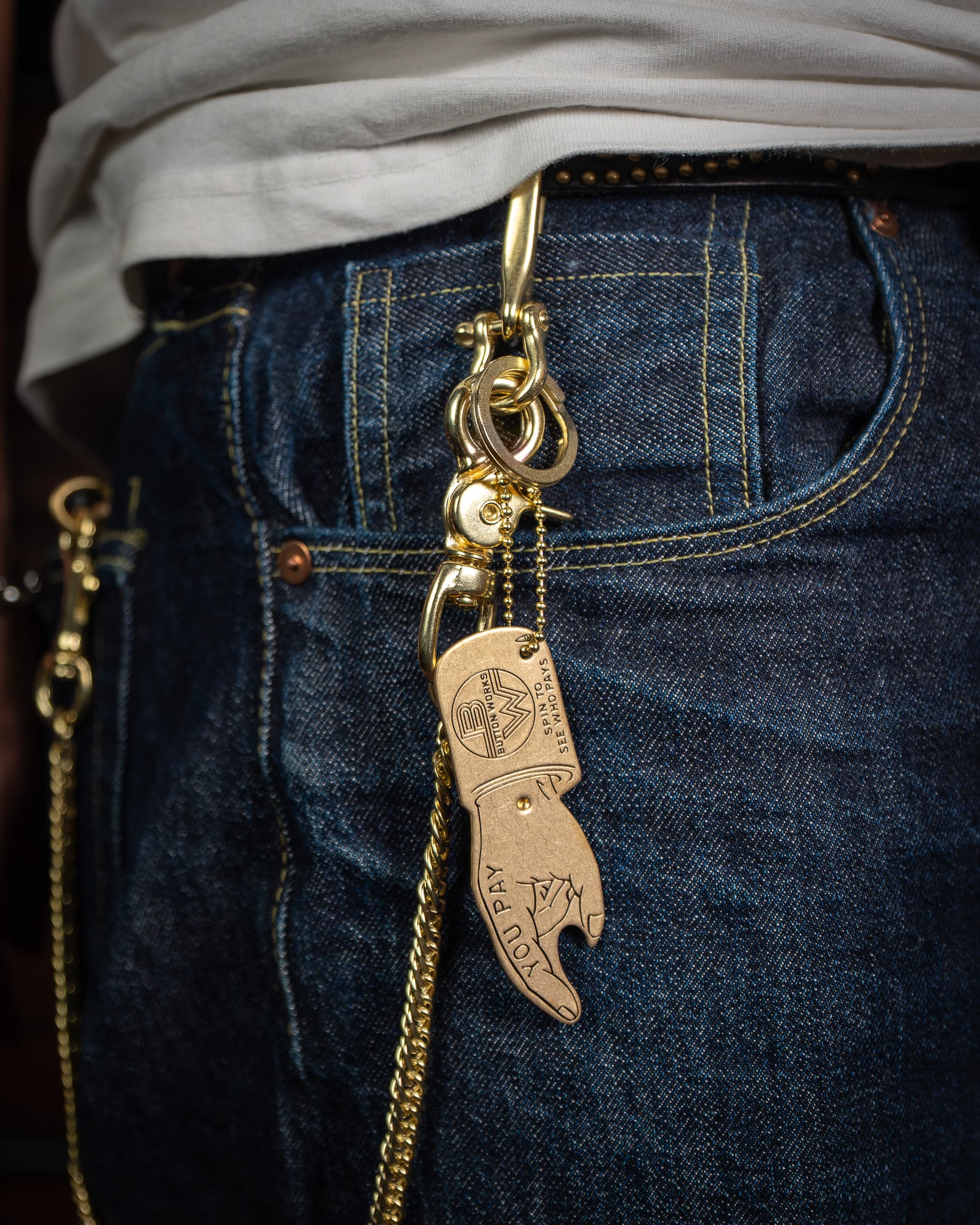 Button Works】BW You Pay Spinner Brass & Bottle Opener ボタン