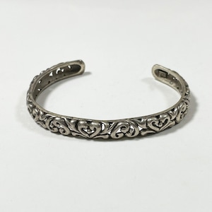 Vintage 925 Silver Heart Arabesque Cuff Bracelet