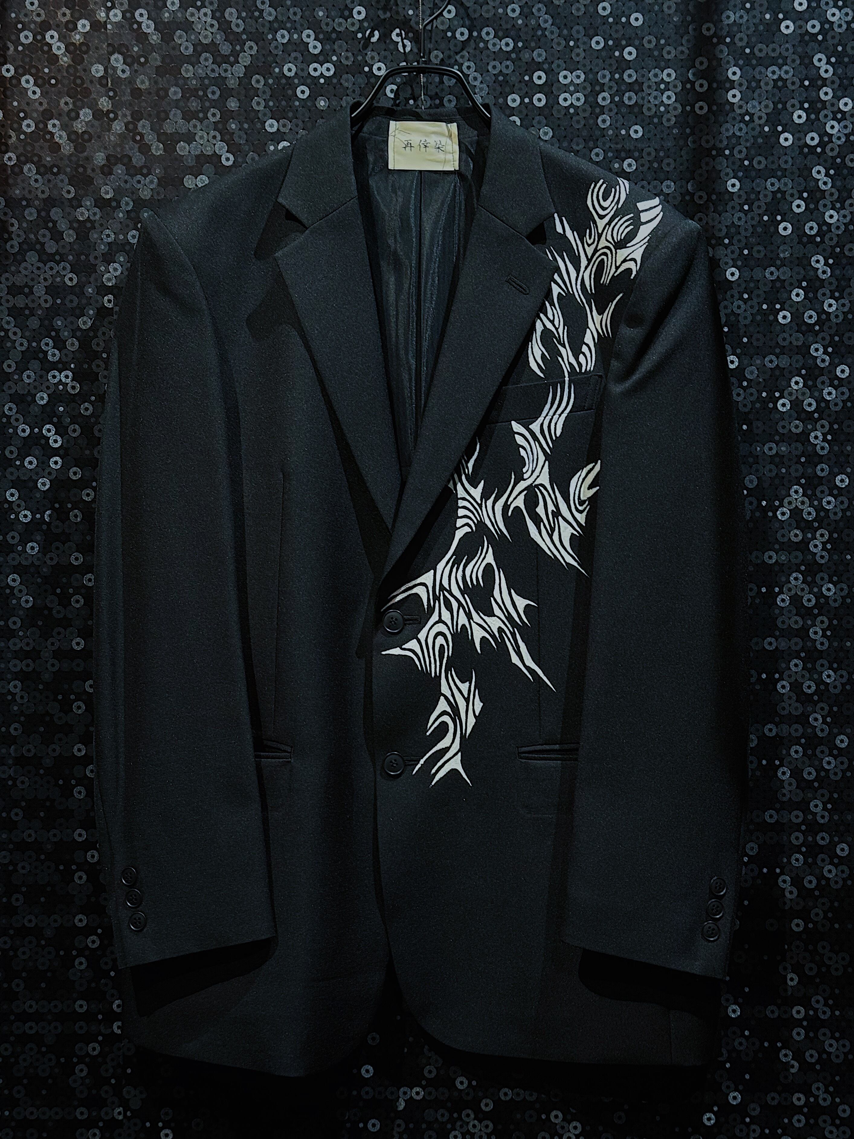 "再倖築"painting Art design Re:make custom tailored jacket "Eclipse Lines"