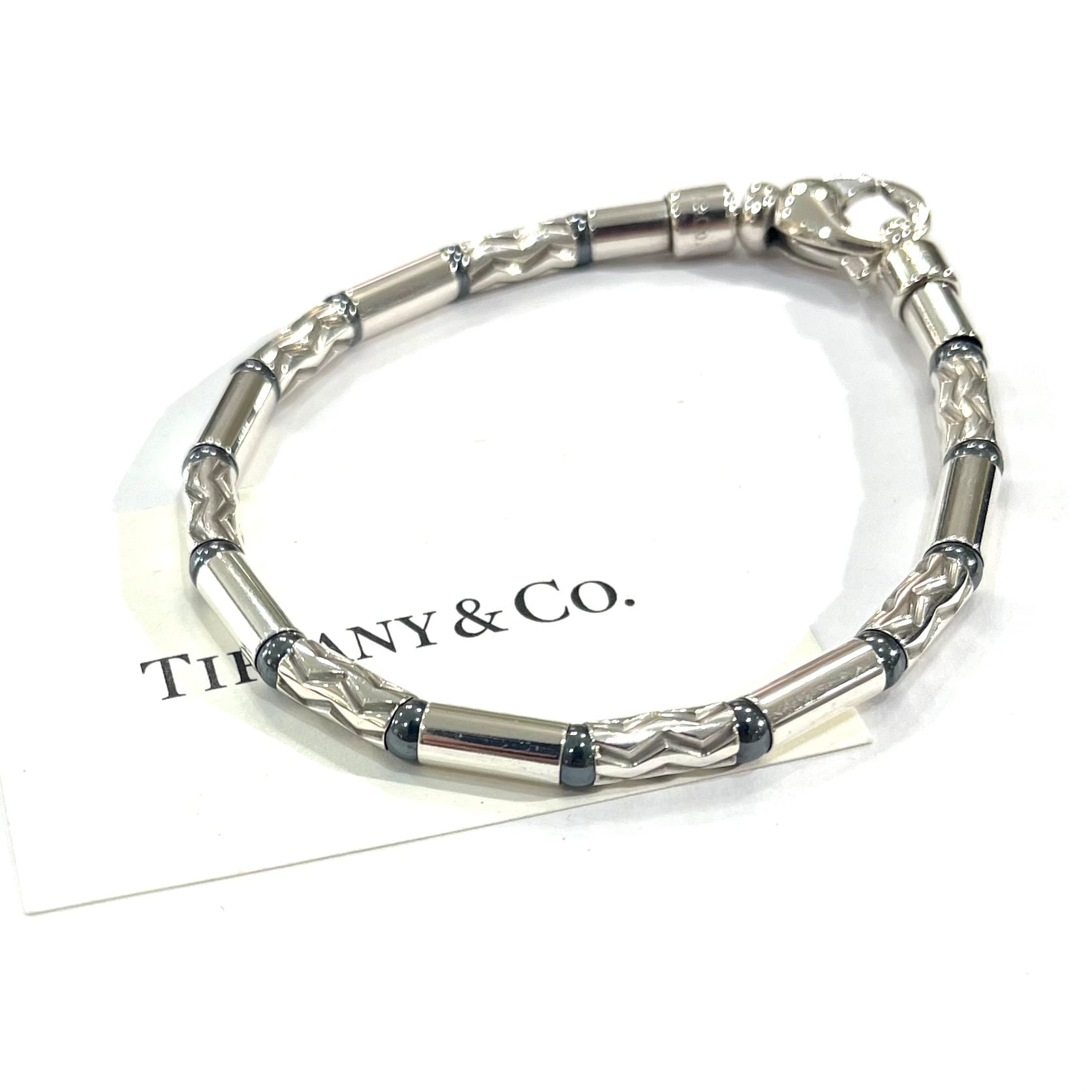 希少【TIFFANY&CO.】2755 ドイツ製 幾何学ヘマタイトジグザグ