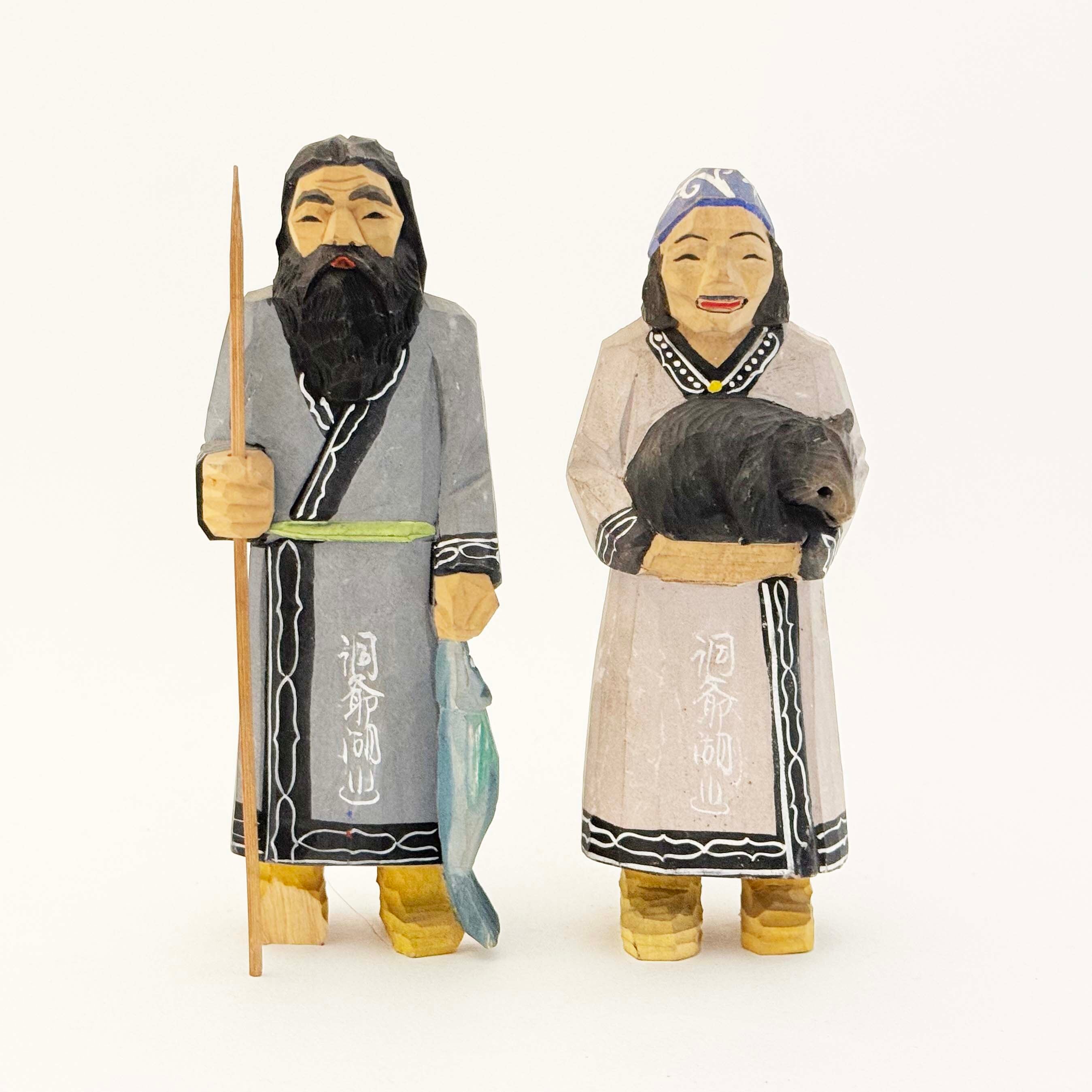 昭和ヴィンテージ アイヌ夫婦木人形セット