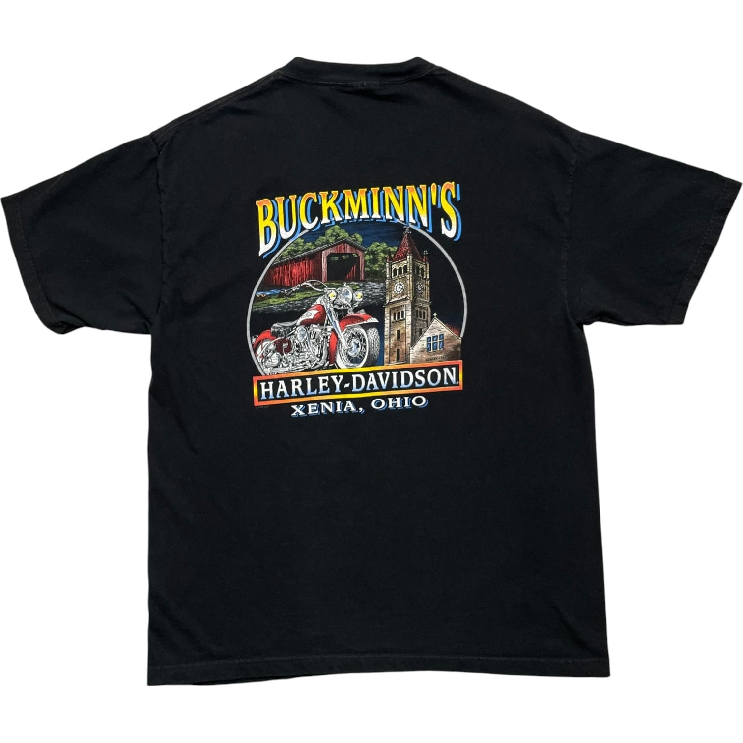 《L》Harley-Davidson ハーレーダビッドソン Tシャツ フロントワンポイントプリント バックバイクプリント no.10099