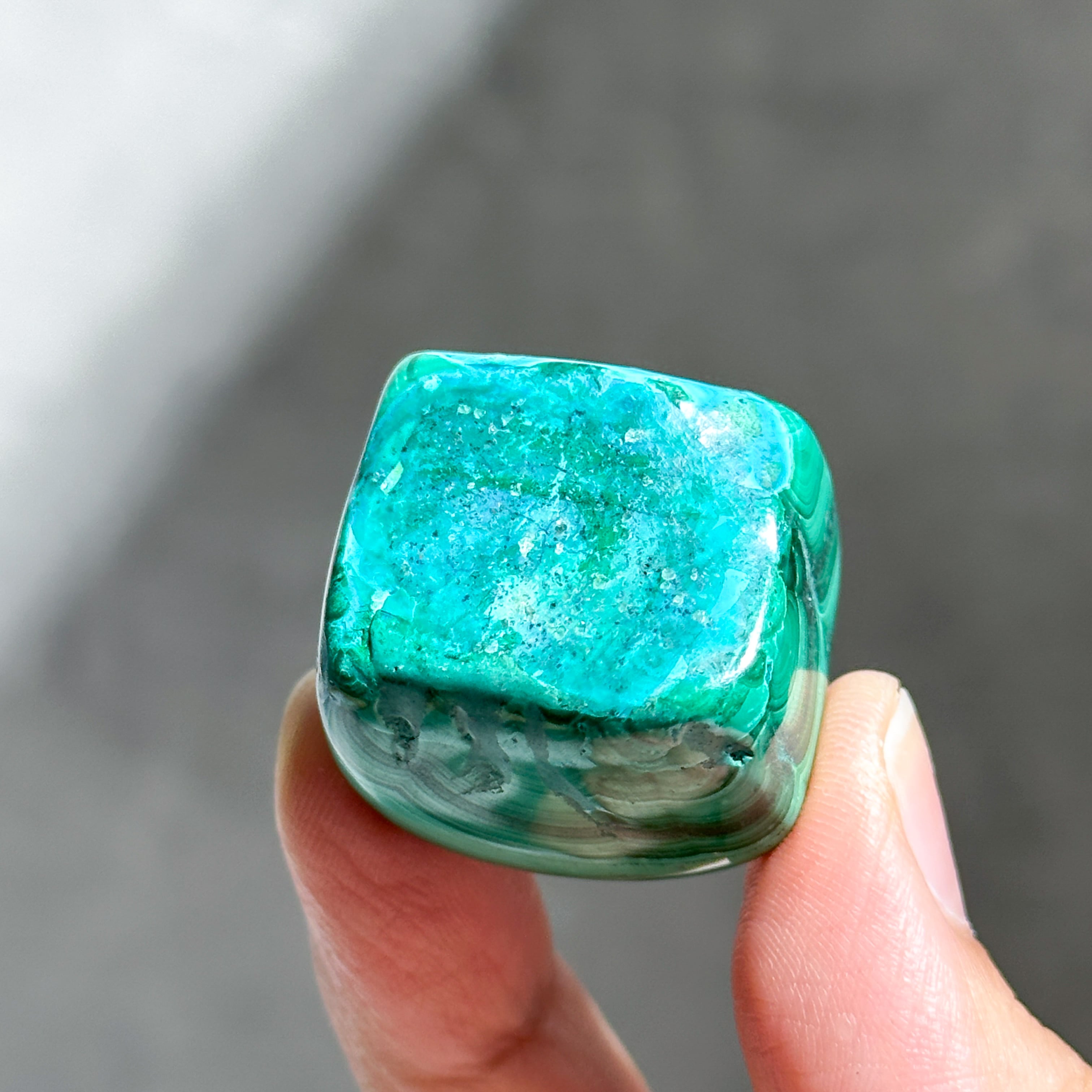 マラカイト with クリソコラ（マラコラ） タンブル13◇ Malachite with