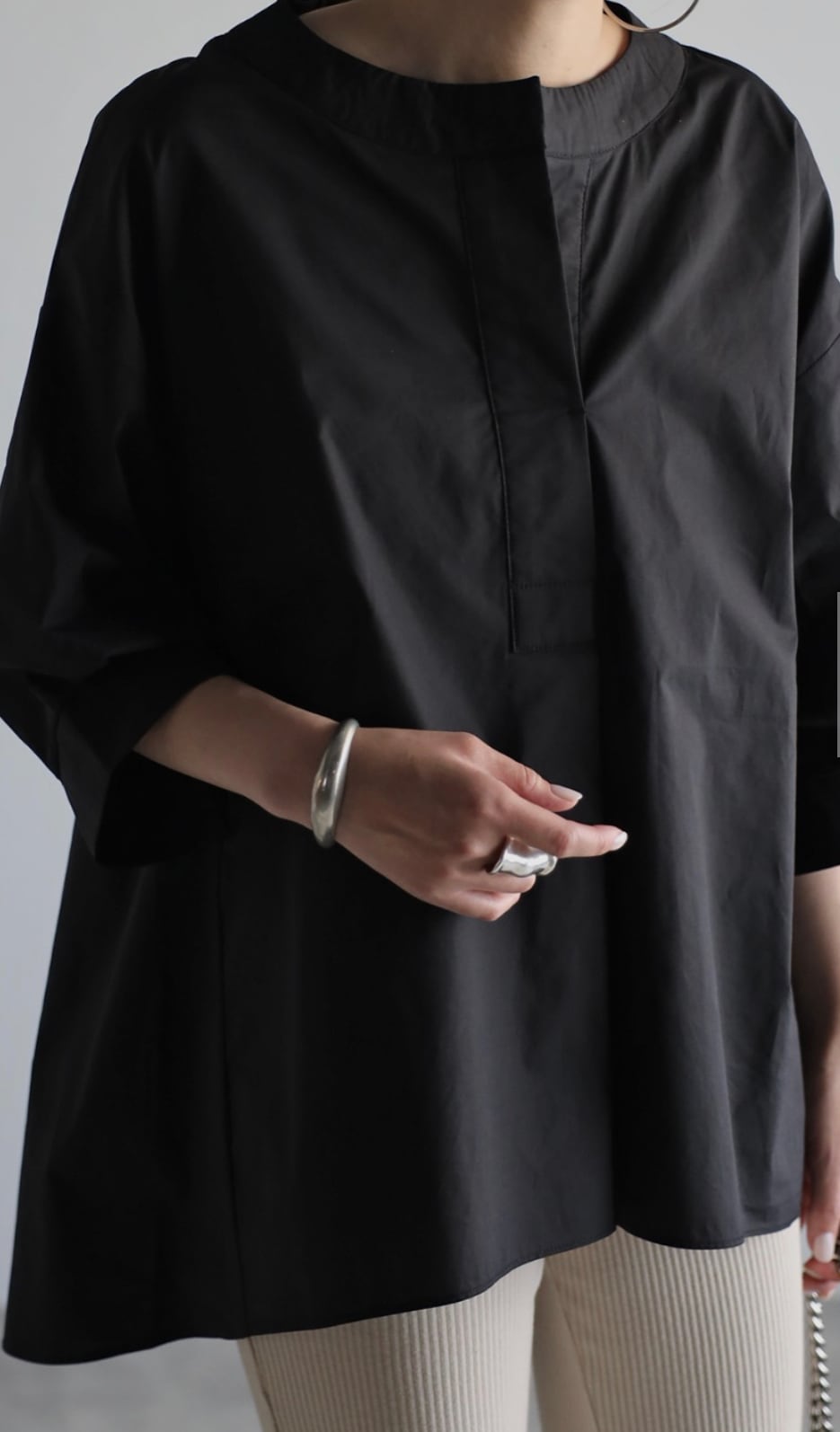 ノーカラースキッパーシャツ