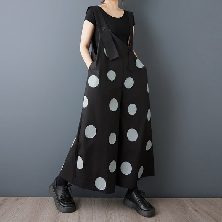 ドット柄ワイドサロペット11144