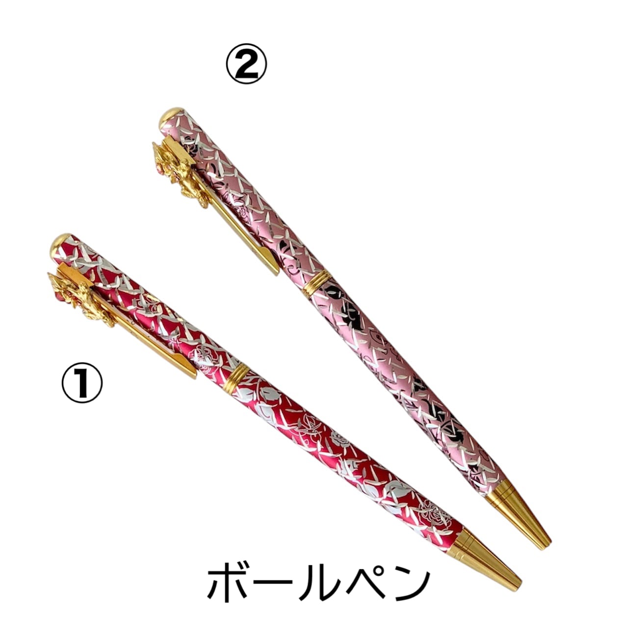 Z-44)【ボールペン】キラキラスワロフスキー付 ローズ 薔薇 花柄