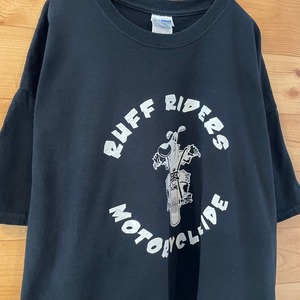 【RUFF RIDERS】音楽レーベル Tシャツ HIPHOP バイク XL ビッグサイズ アーチロゴ バックプリント 半袖 US古着 アメリカ古着