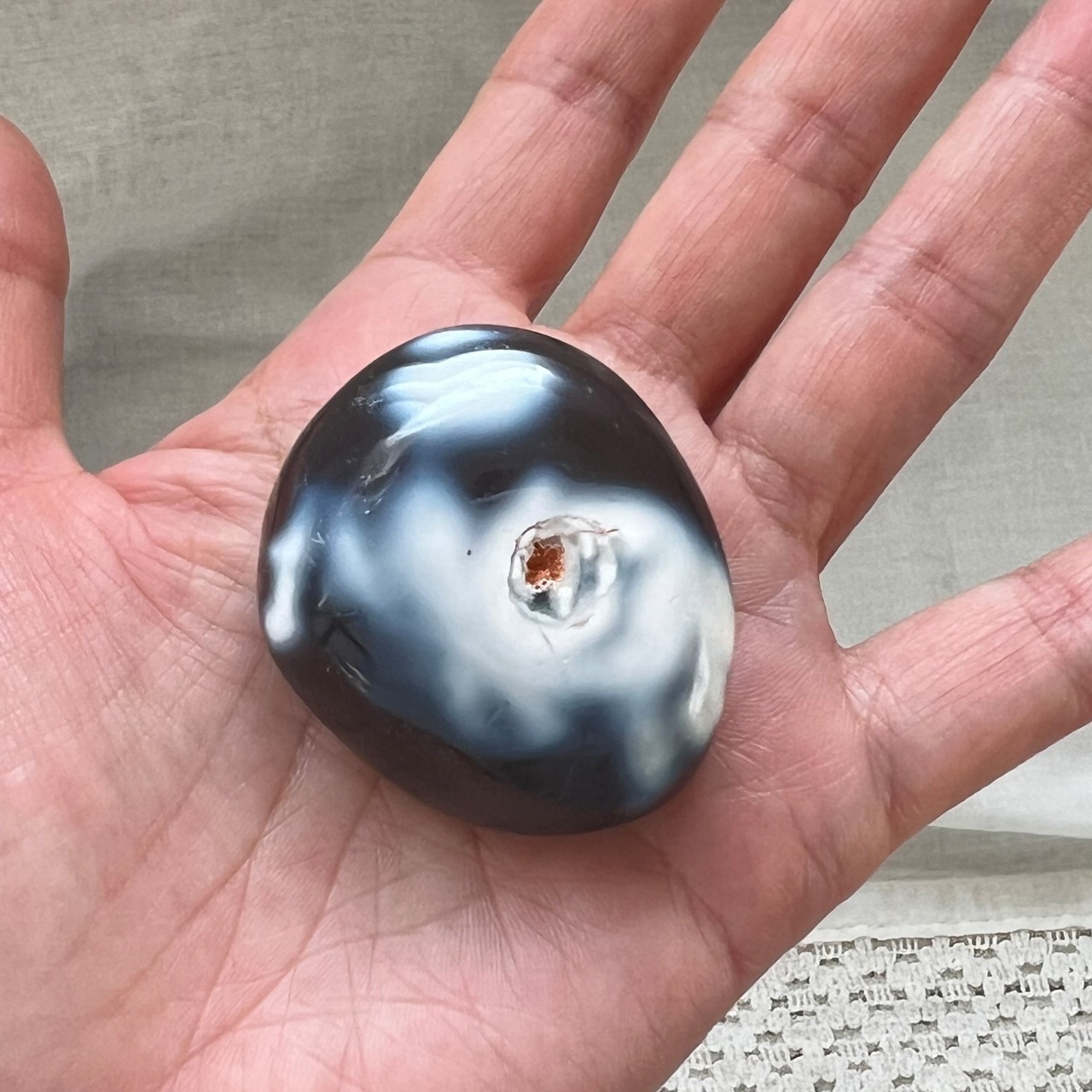 オルカアゲート*パーム*天然石インテリア*天然石置物*握り石*2303172