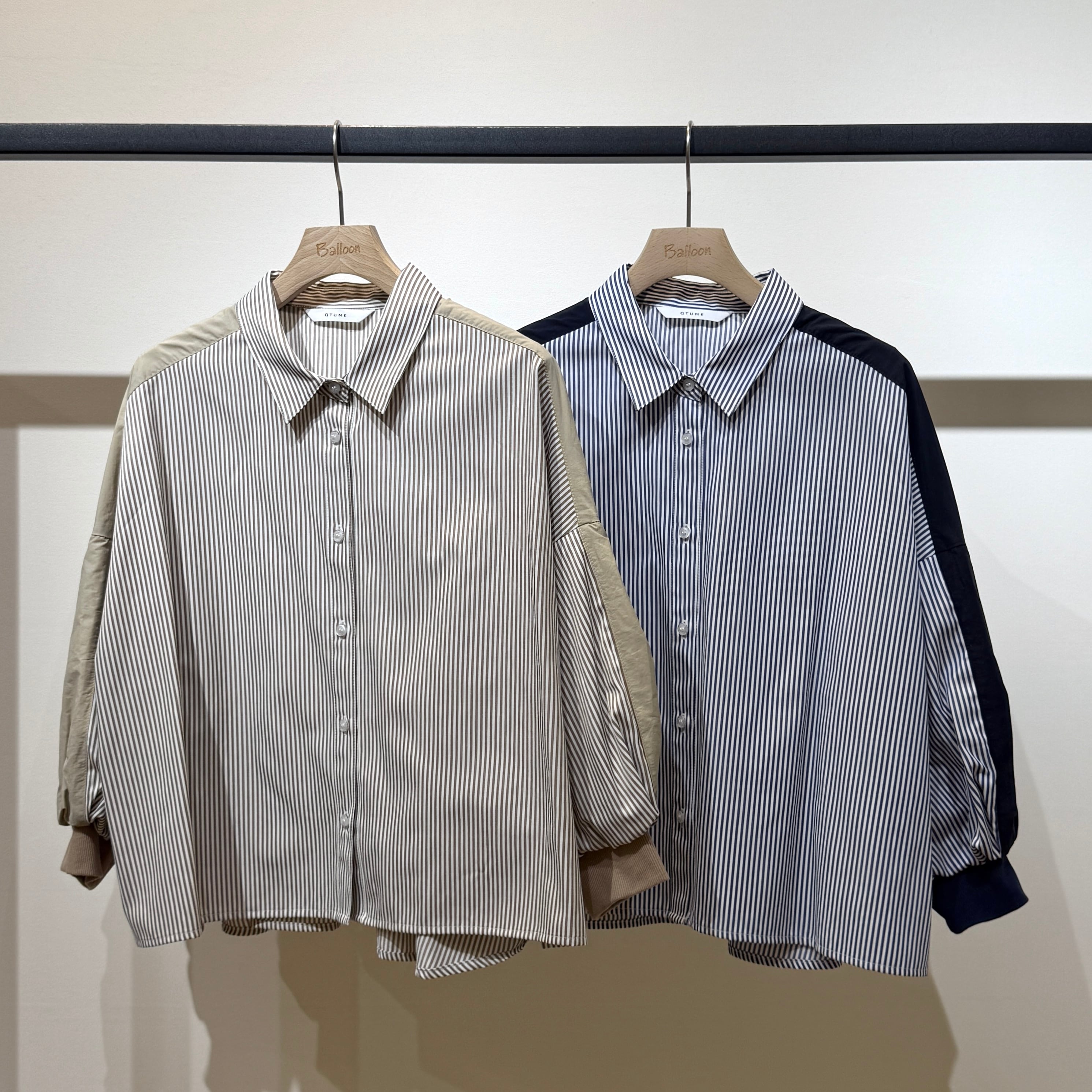 ストライプコンビシャツブルゾン