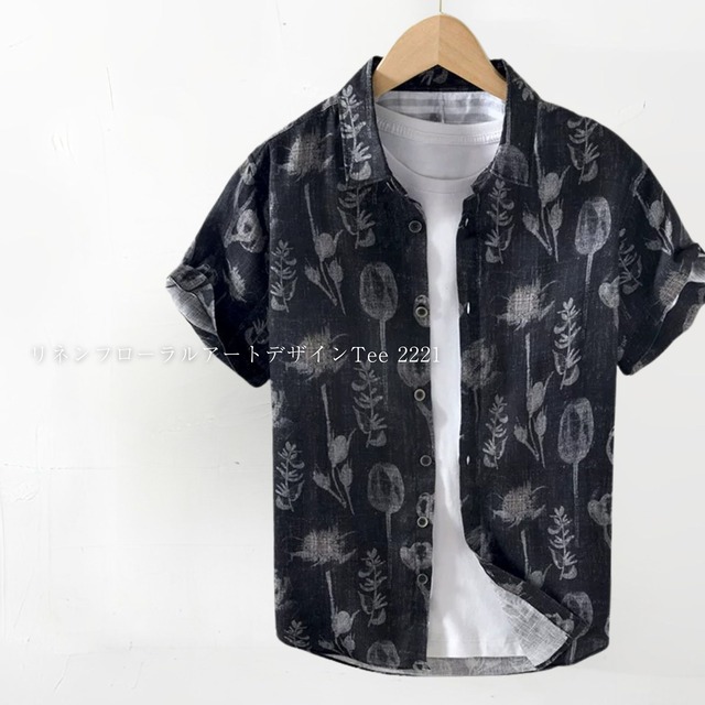 リネンフローラルアートデザインTee 2221