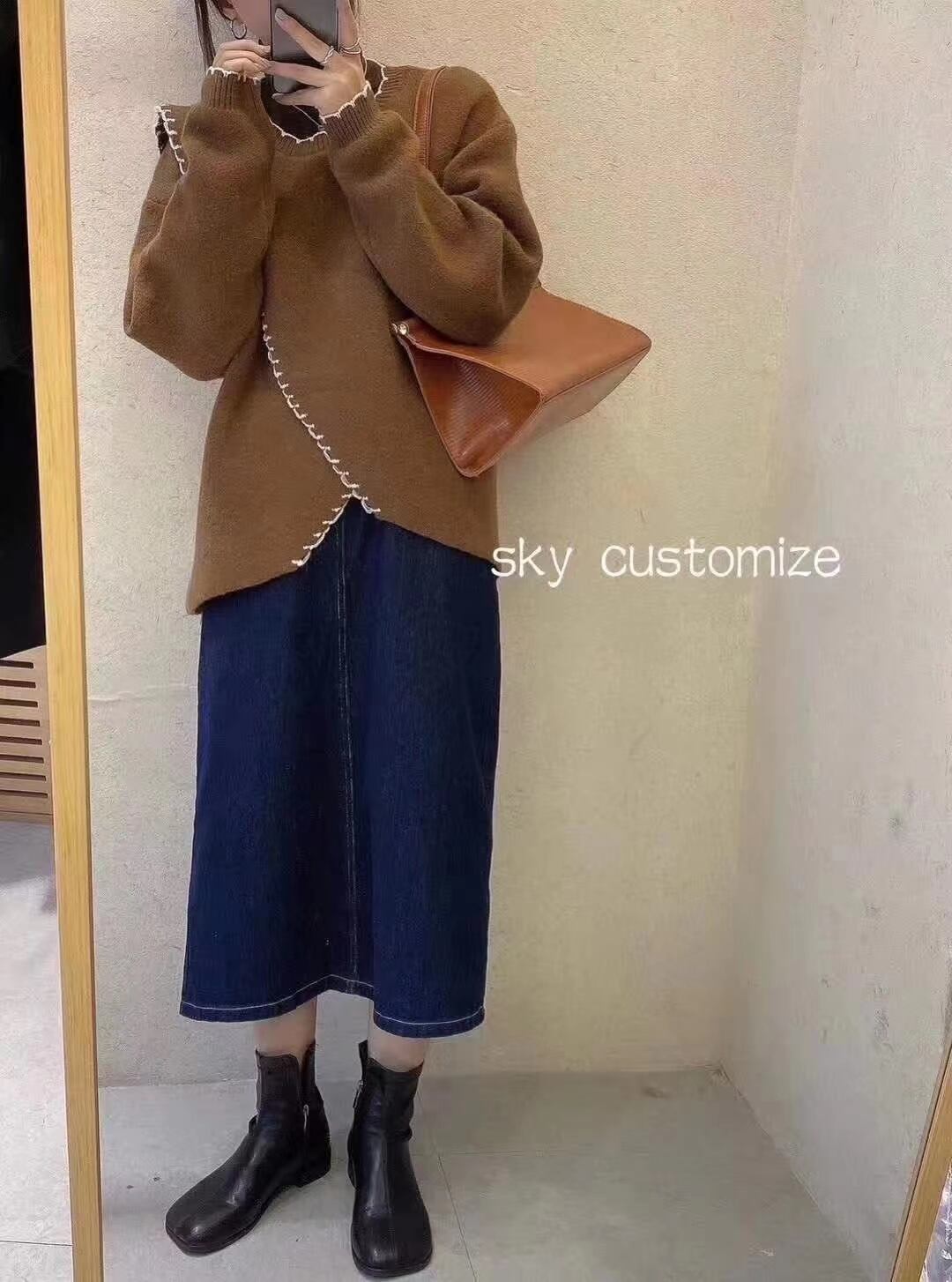 配色ステッチ　デザインニットプルオーバー　AJ2205-D05