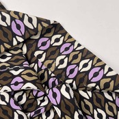 Leilian レリアン 総柄 ハイネック 7分袖 シャツ カットソー 15+/マルチ 大きいサイズ レディース