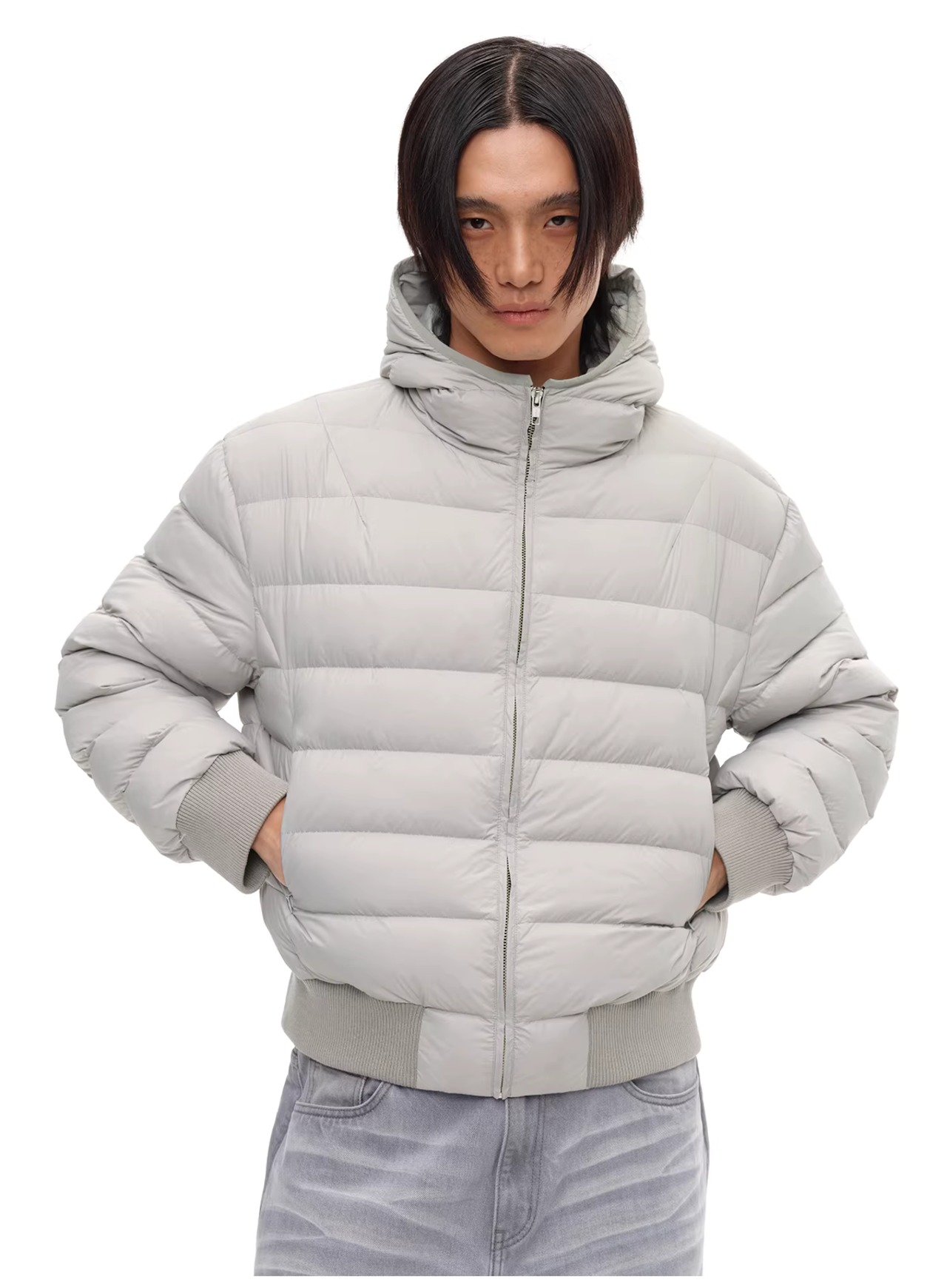 JCAESAR STUDIO Loose Hooded Ribbed Down Jacket