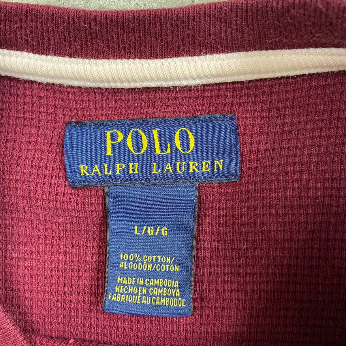 90s Polo by Ralph Lauren サーマル ロンT ワインレッド Polo Ralph Lauren ポロラルフローレン サーマル ロングTシャツ ロンT
