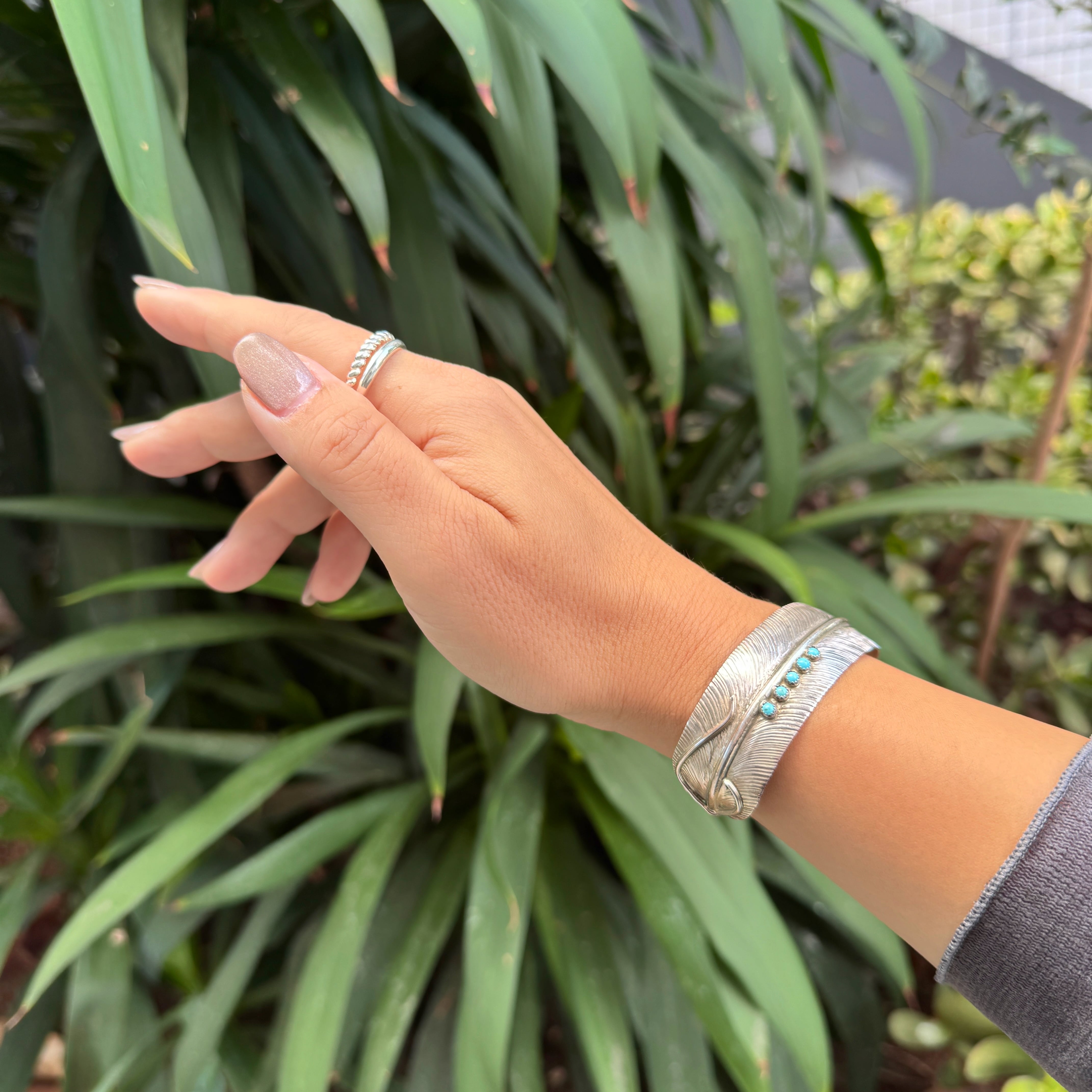 ラスト2！！】《Indian Jewerly》Big フェザーデザイン ターコイズ