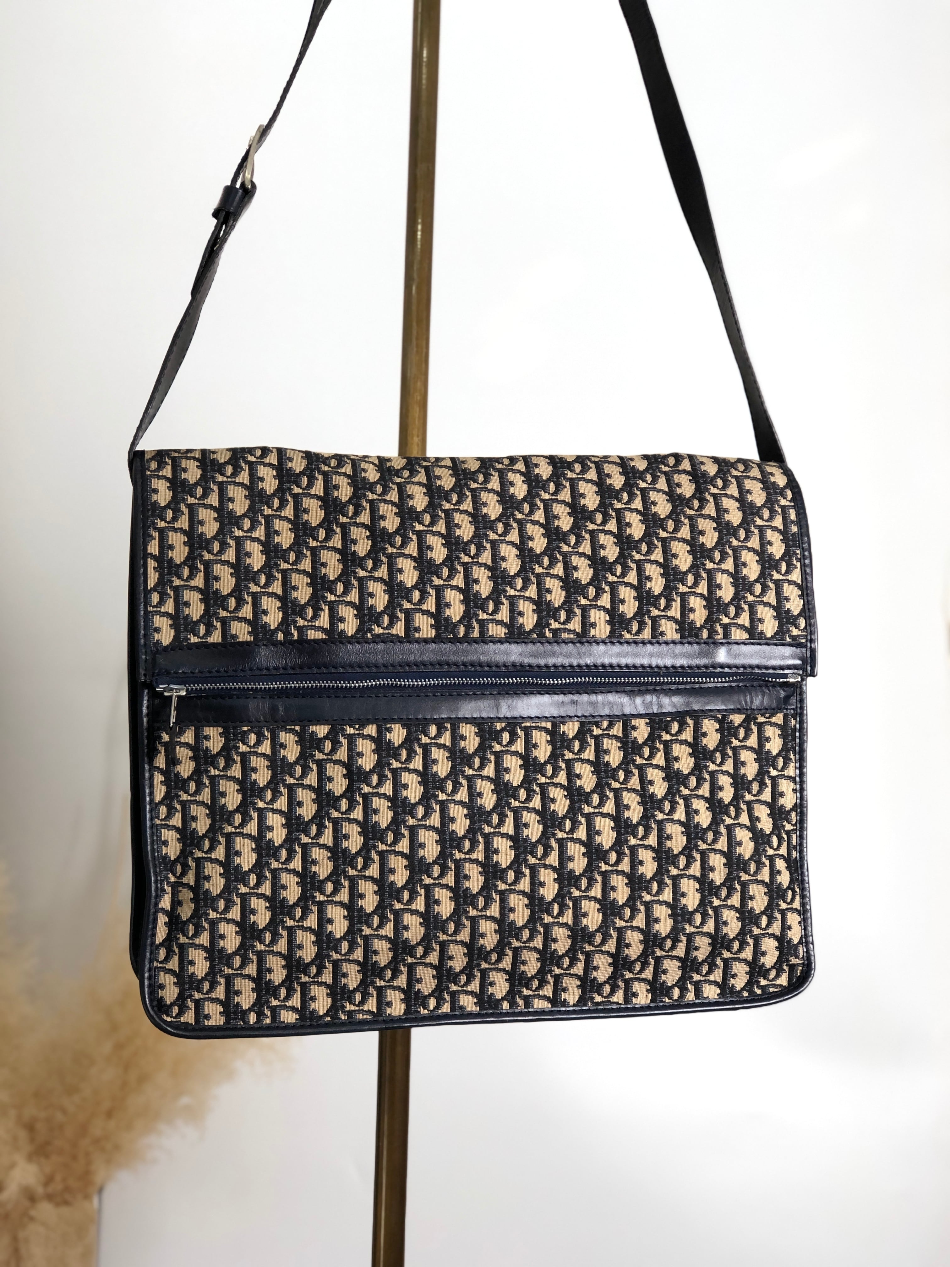 ディオール　トロッター　ベージュ　ジャガード　ショルダーバッグ　ヴィンテージ ディオール トロッター ベージュ ジャガード ショルダーバッグ