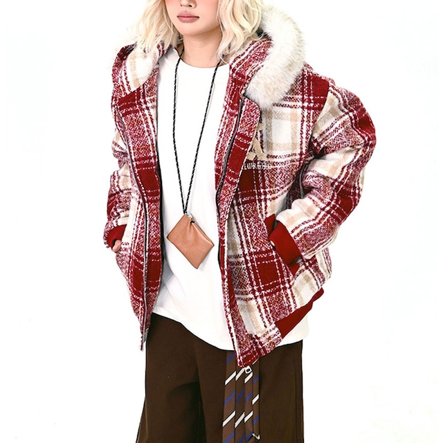 レトロチェックカレッジブルゾン 1col R01258