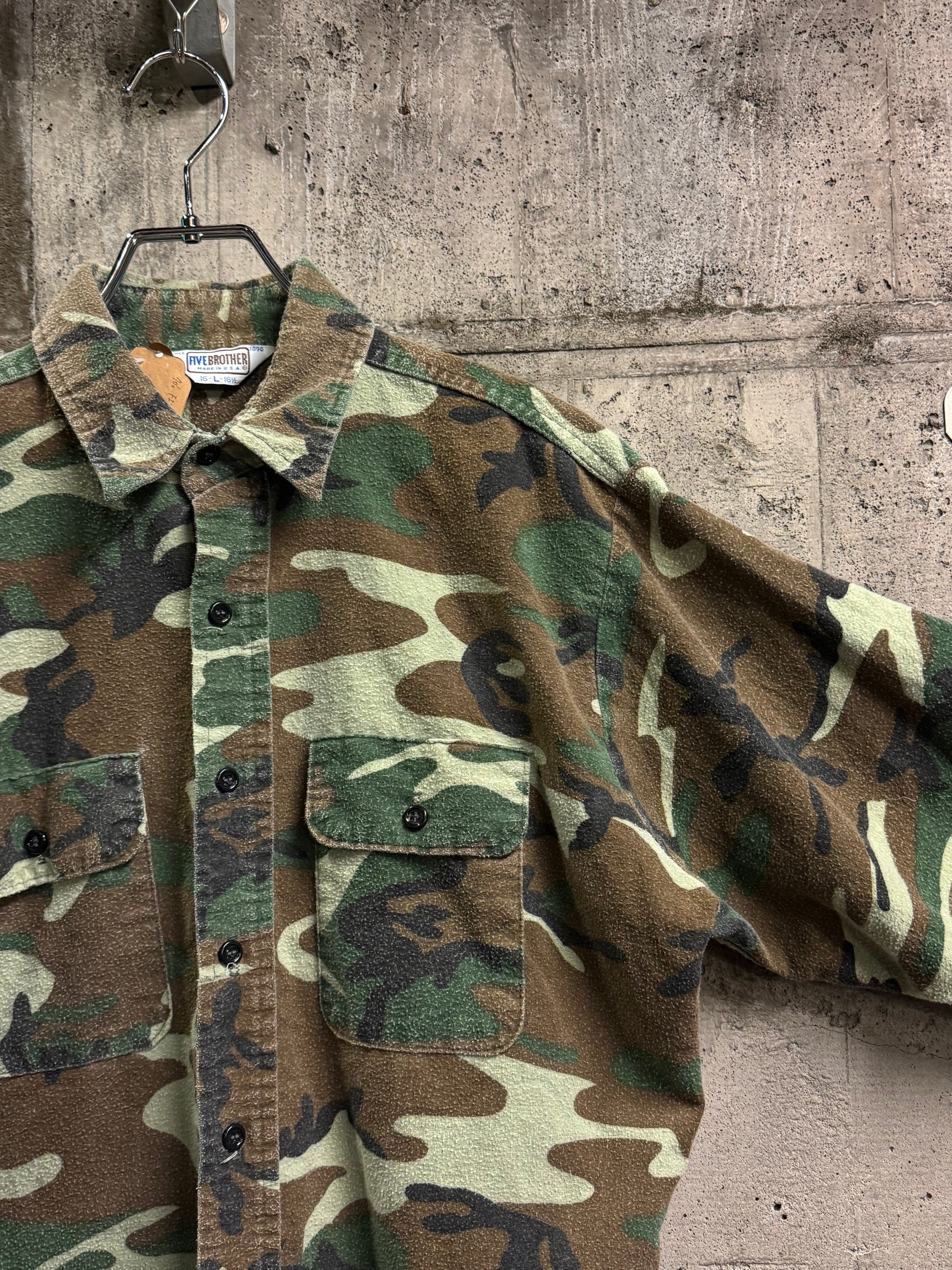 70s］Five Brother Camo Pattern Shirt Made in USA Vintage L
