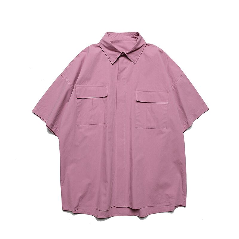 全3色 シャツ トップス 無地 カジュアル 羽織 半袖 重ね着