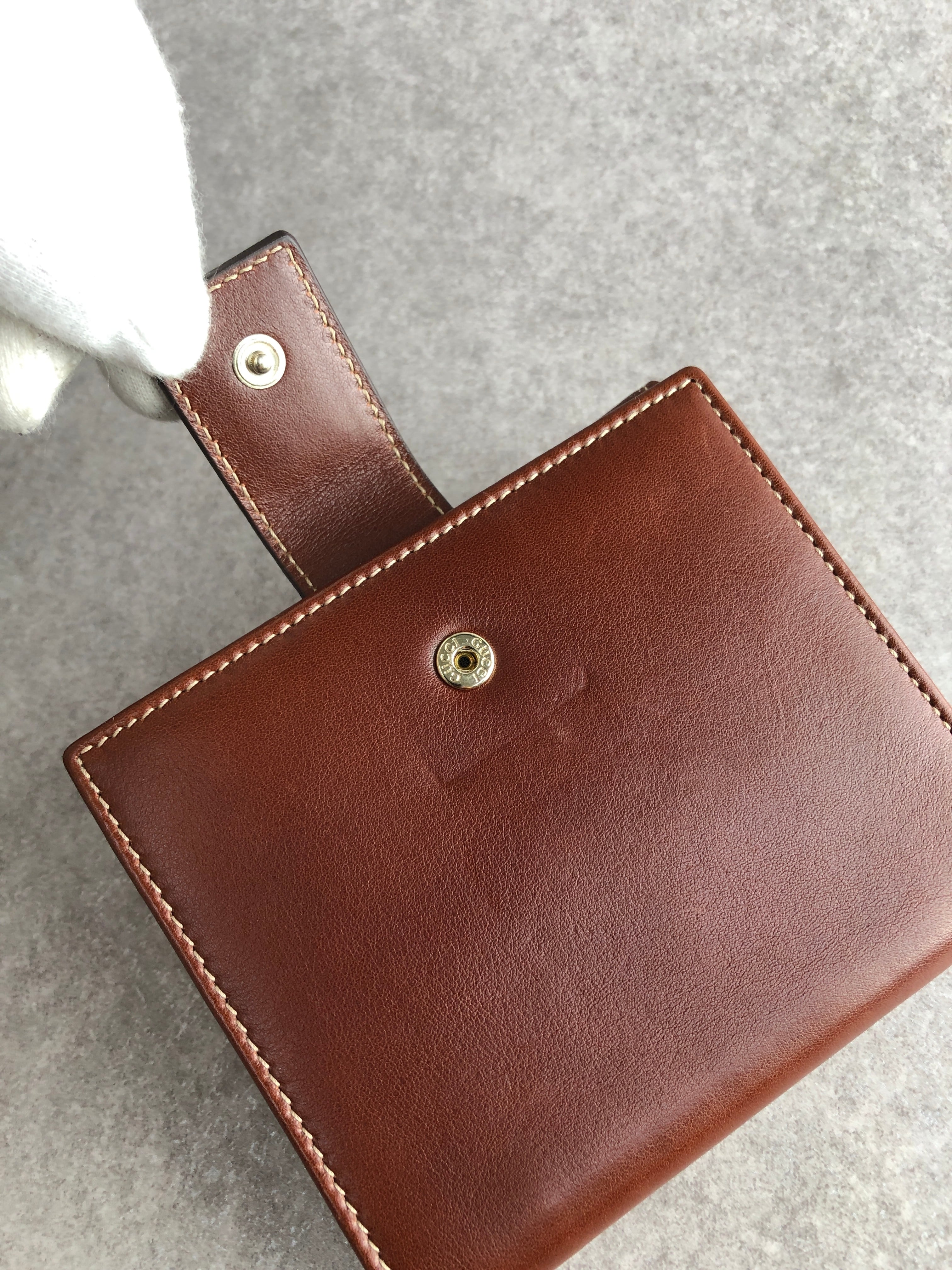 GUCCI グッチ 財布 ブラウン バンブー レザー 2つ折り vintage