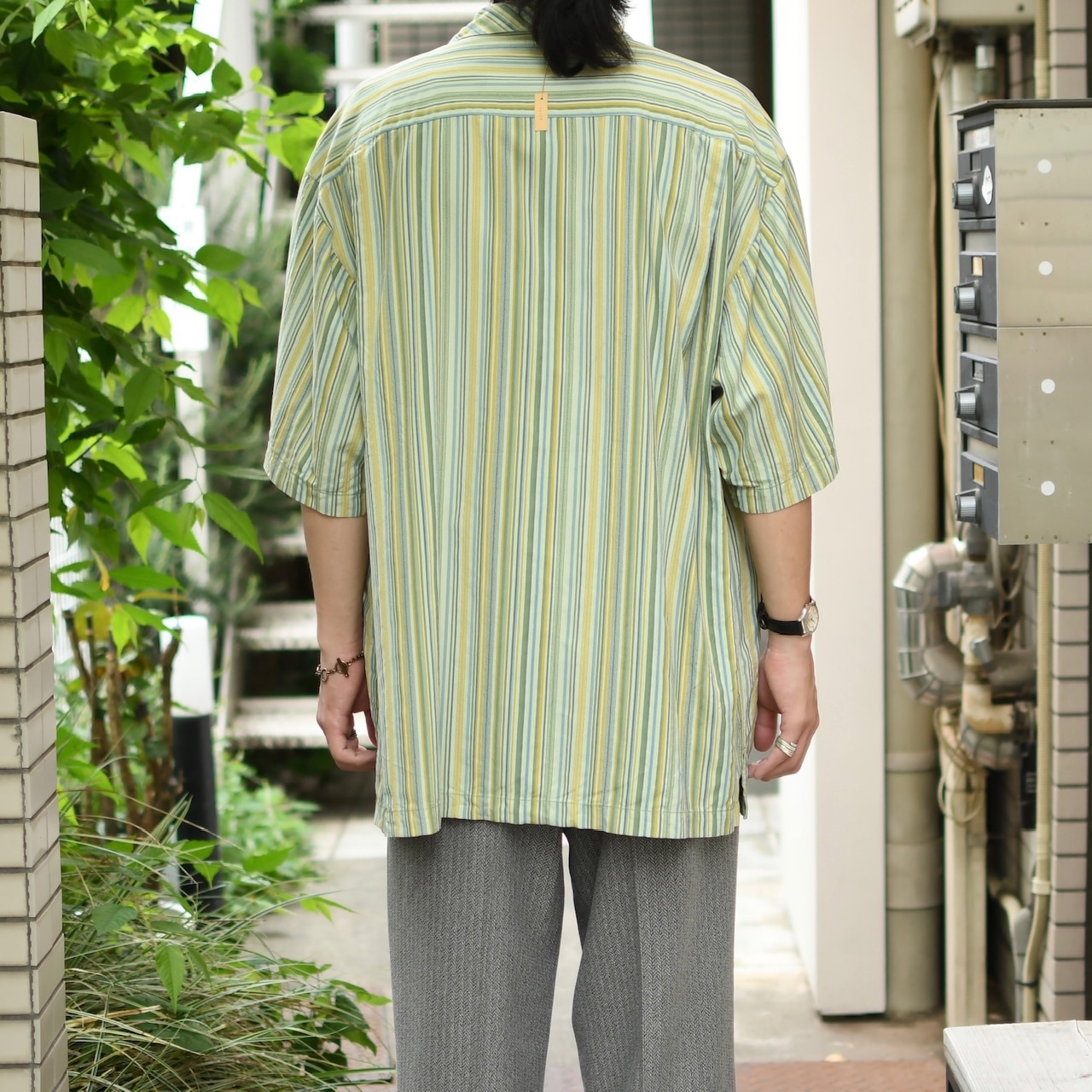 tommy bahama multi stripe silk open collar shirt