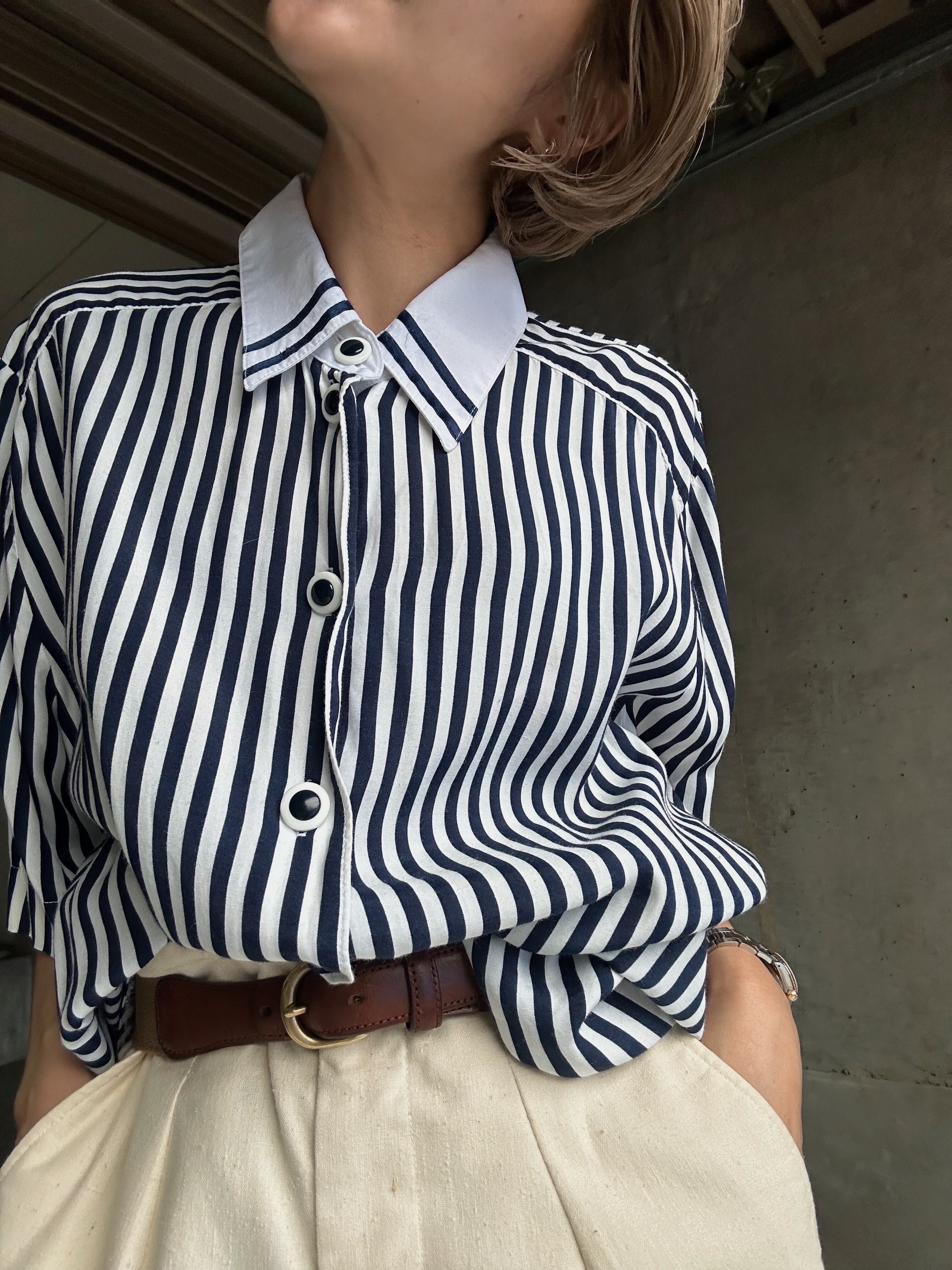 (SH1204)Stripe rayon shirt