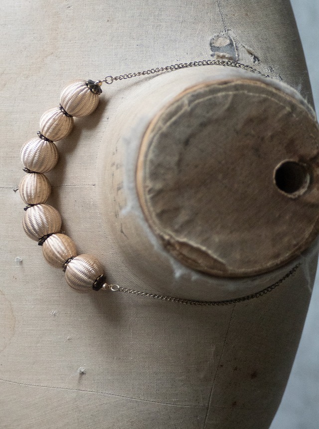 unknown used Fabric wrapped beads necklace