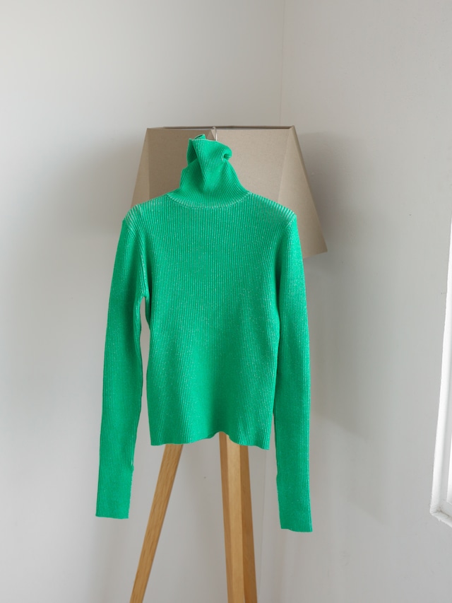 stripe rib turtle knit（green）