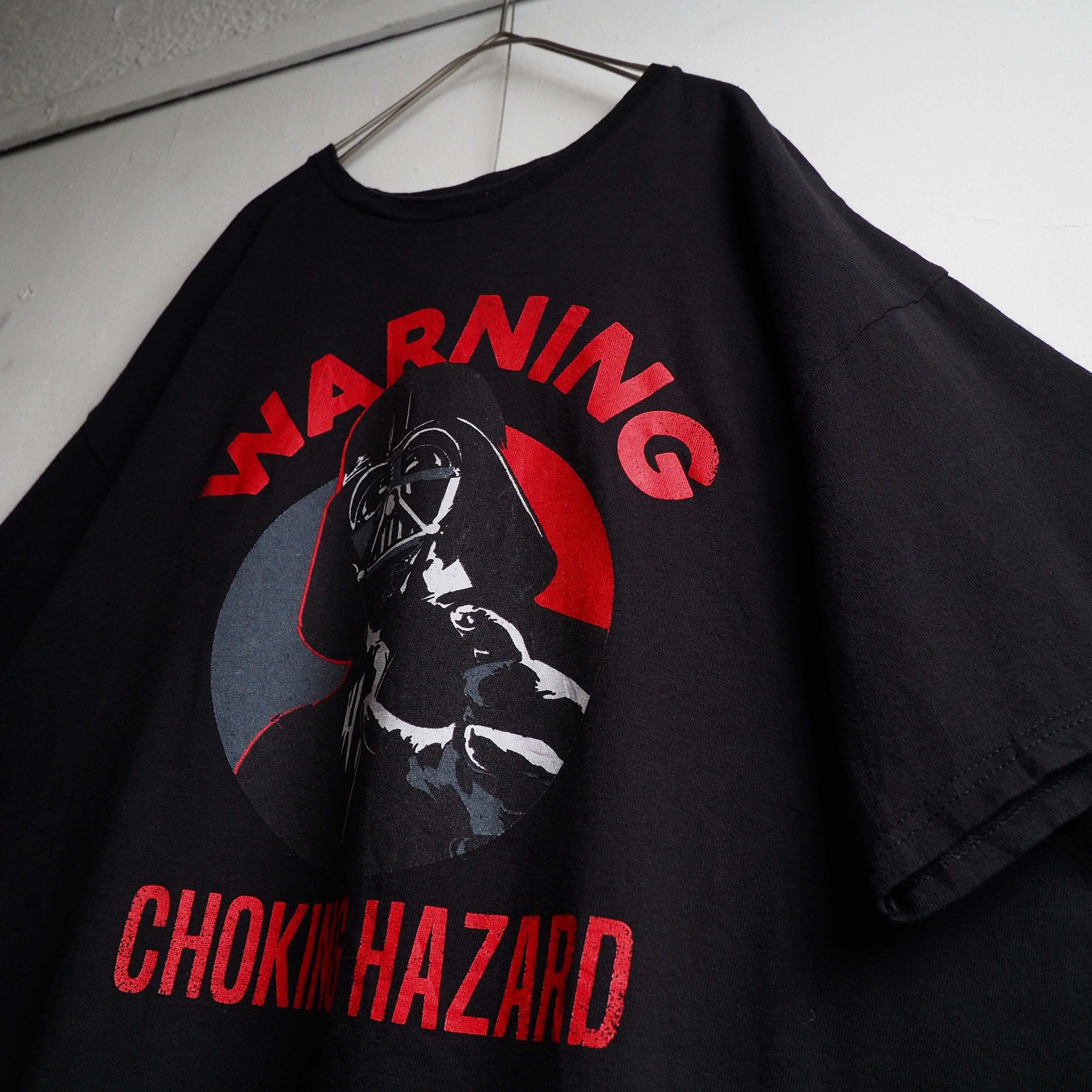 ” STARWARS ” ” Warning!Darth Vader ” printed Black loose Tee