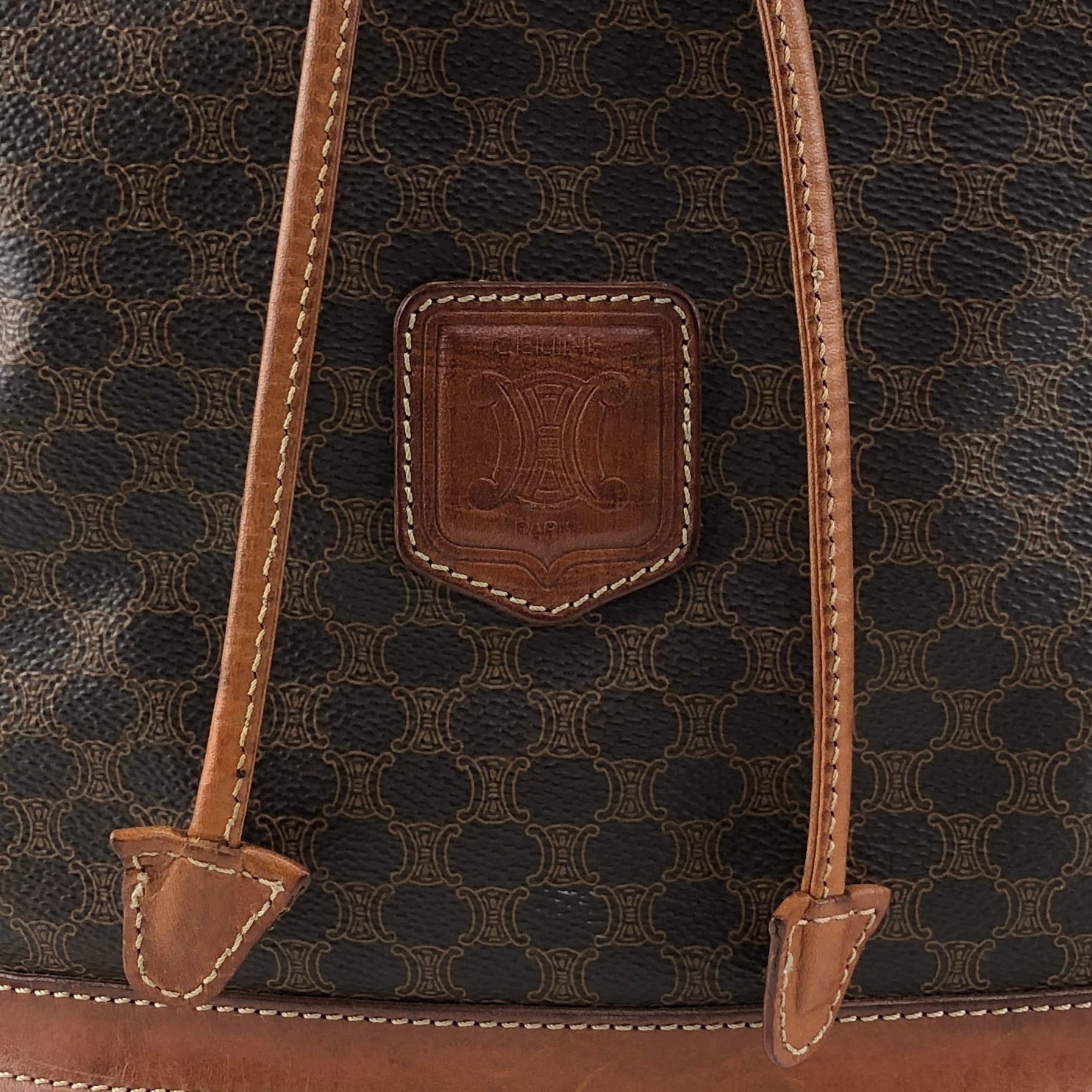 CELINE セリーヌ マカダム ショルダーバッグ ブラウン ブラゾン型押し