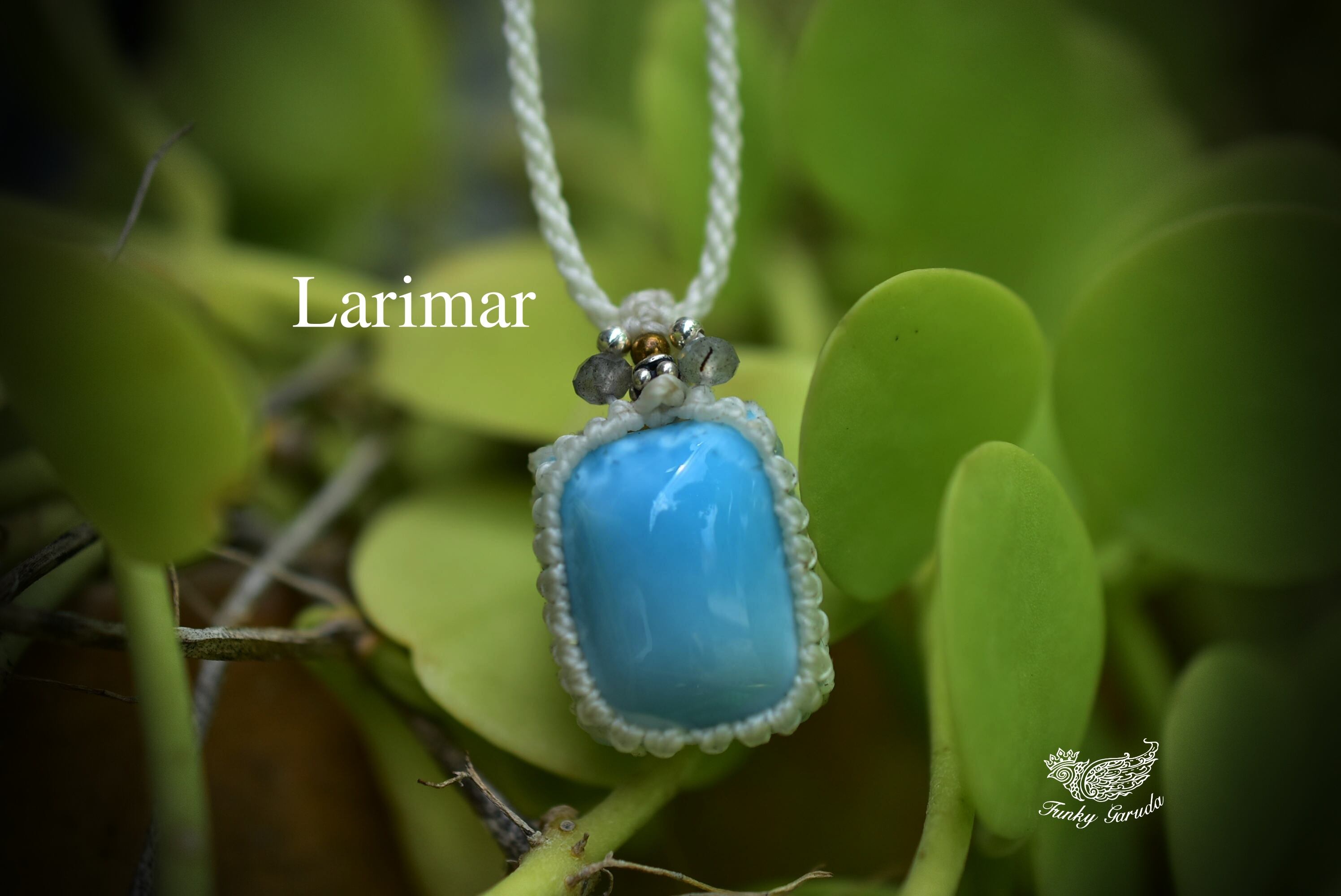 爽やかブルー★高品質★ラリマー マクラメペンダント352b