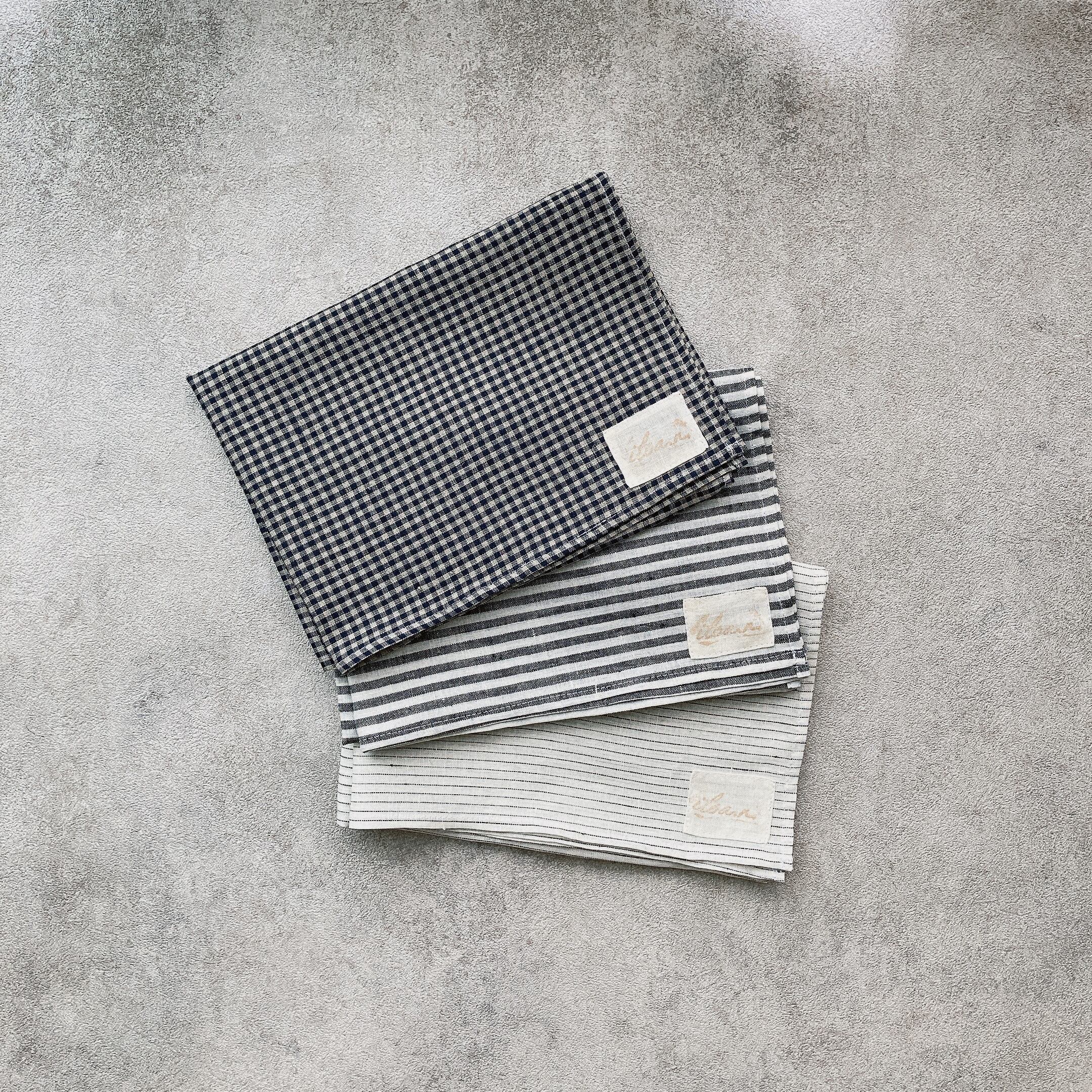 リネンキッチンクロス 国内織リネン100% stripe / pinstripe / gingham check