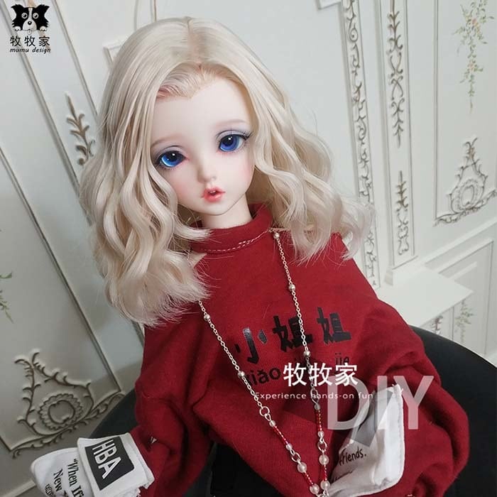 BJDドール用ウィッグ wig ミディアム カール ⭐️パーマ 高温糸 BJDドール用ウィッグ wig ミディアム カール ⭐️パーマ 高温糸