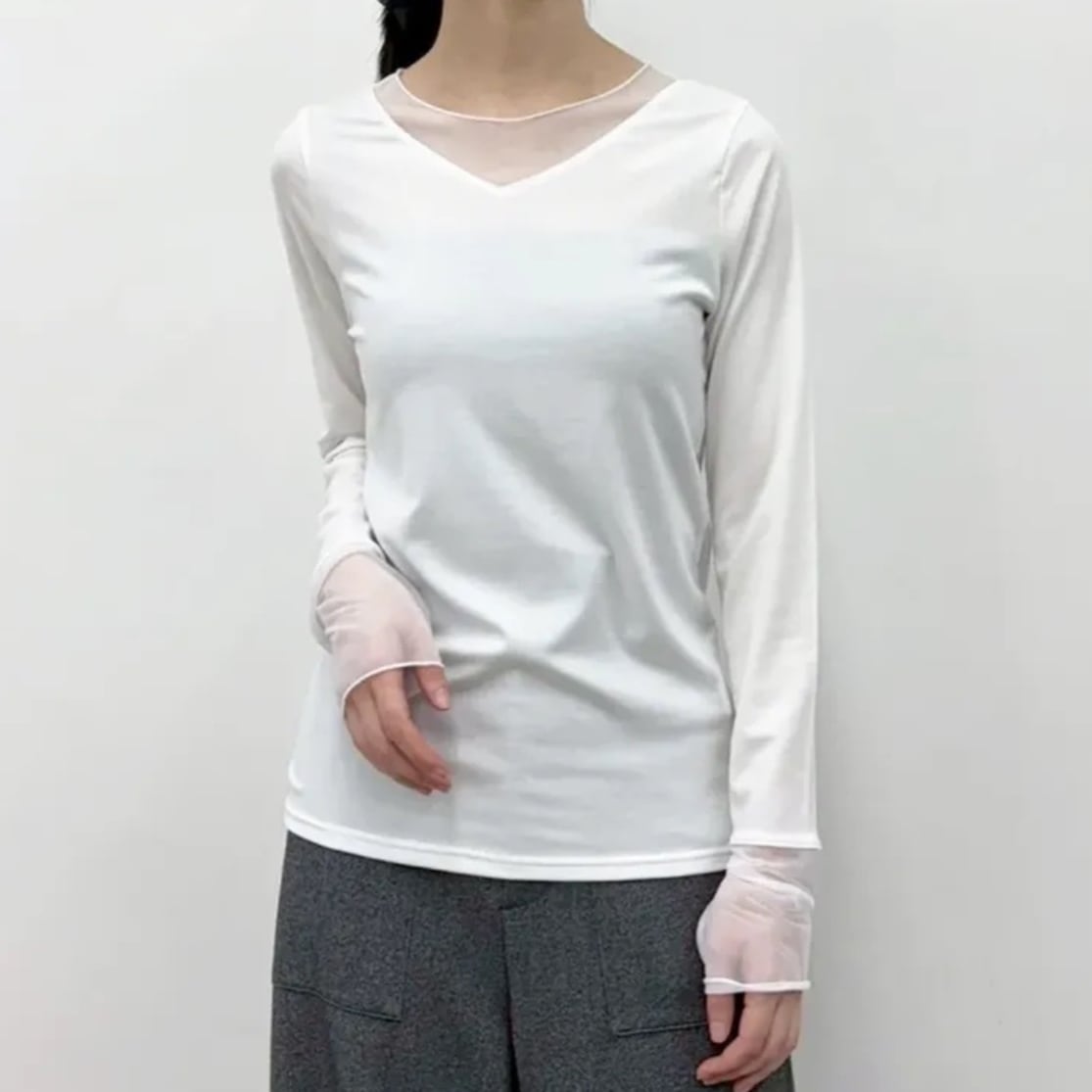 CYNICAL/シニカル シャツ レディース トップス グレー ロング 長袖 薄手 透け感 無地 CYNICAL(シニカル)】前後2wayシアー切替カットソー［560-95522