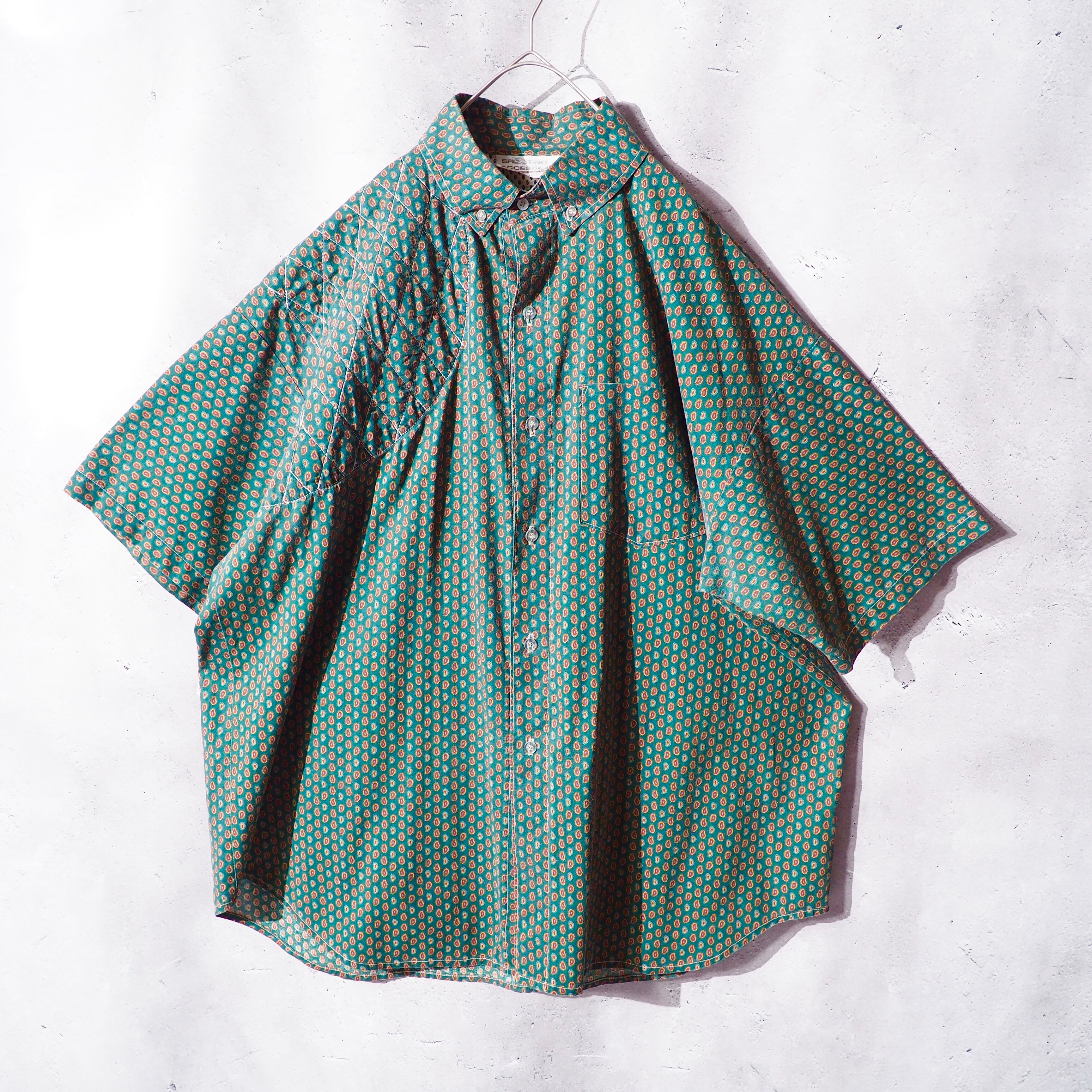 1990s Dull Green × Paisley pattern Vintage loose Hunting shirt