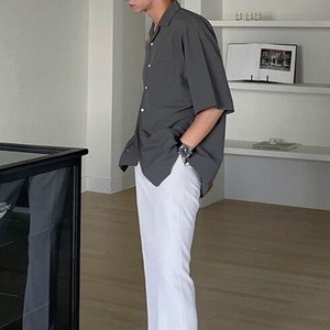 ルーズ開襟シンプル半袖シャツ　MT0080435