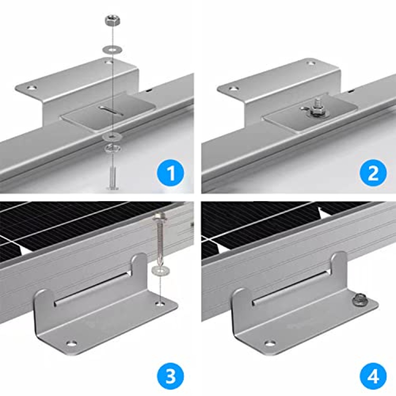 aleawol 16個セット ソーラー パネル取付金具 アルミニウム合金 Z ブラケット 太陽光パネル 取り付け金具 端部固定金具 ボート、RV、屋根、壁およびその他のオフガード取り付けに適した（シルバー）