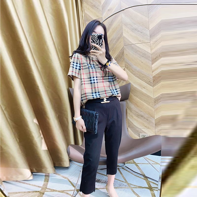 格子柄シャツ Tシャツ スプリングスリムスタイルラウンドネックトップス ロング 大きめサイズ 春物 Oネック ミックスインファッション71391745535