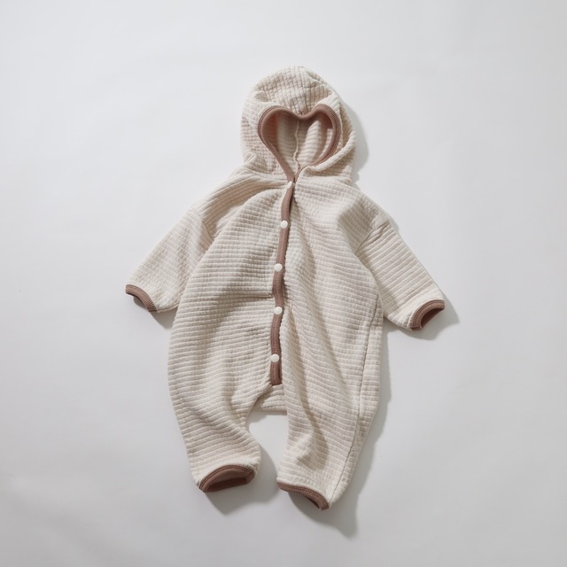 エンボスフードジャンプスーツ