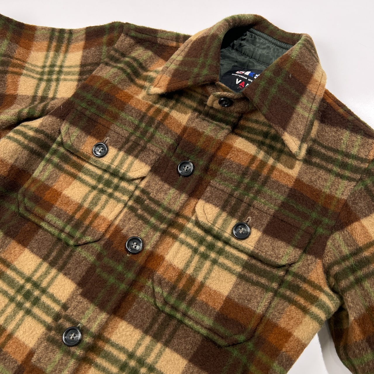 70s 当時物 VAN JAC ヴァンヂャケット Sportswear Specialist チェック 長袖 ウール シャツ ジャケット S /ビンテージ/男女でも