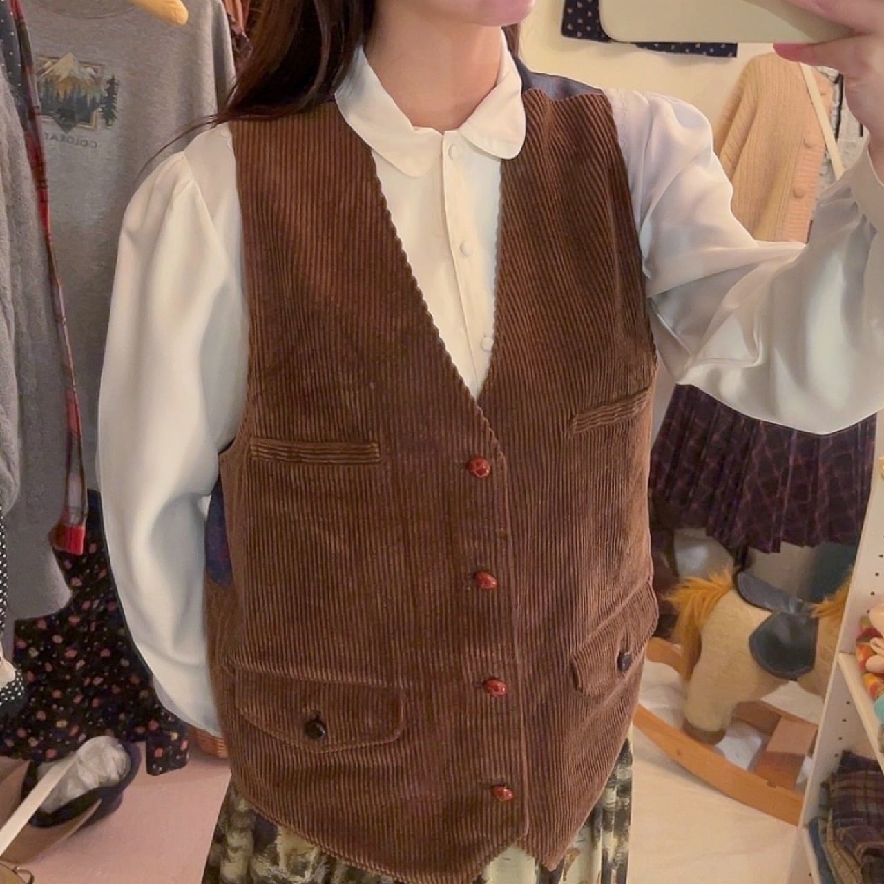 brown corduroy paisley liner vest