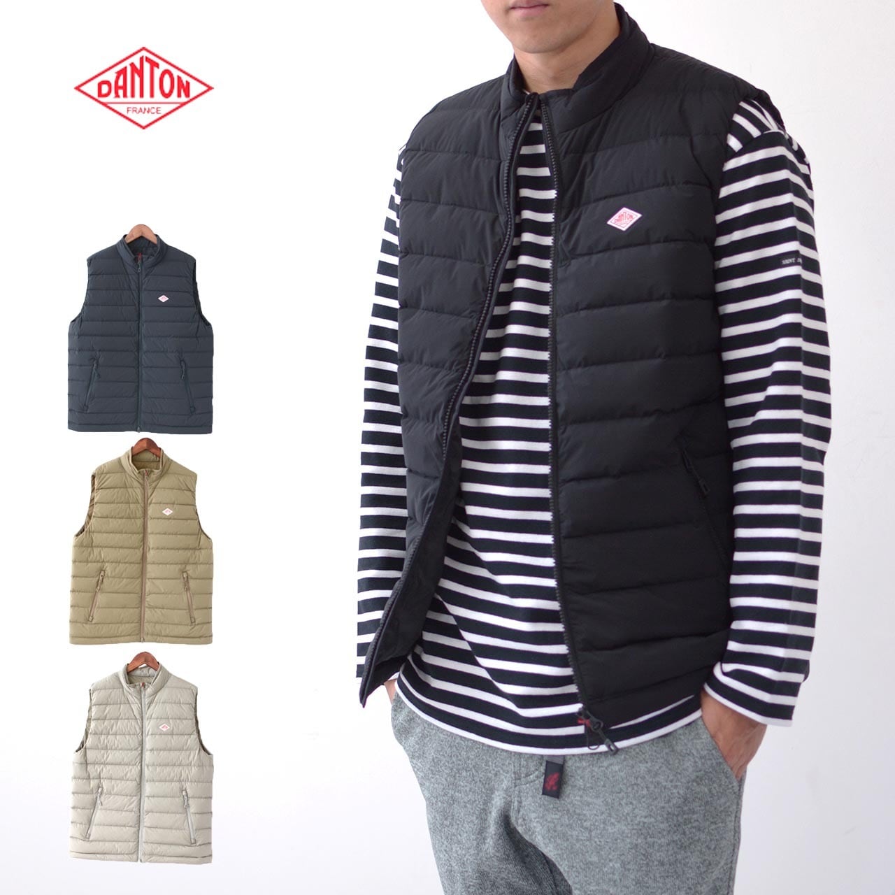 DANTON [ダントン] M MIDDLE DOWN ZIP STAND COLLAR VEST [DT-A0189NPS