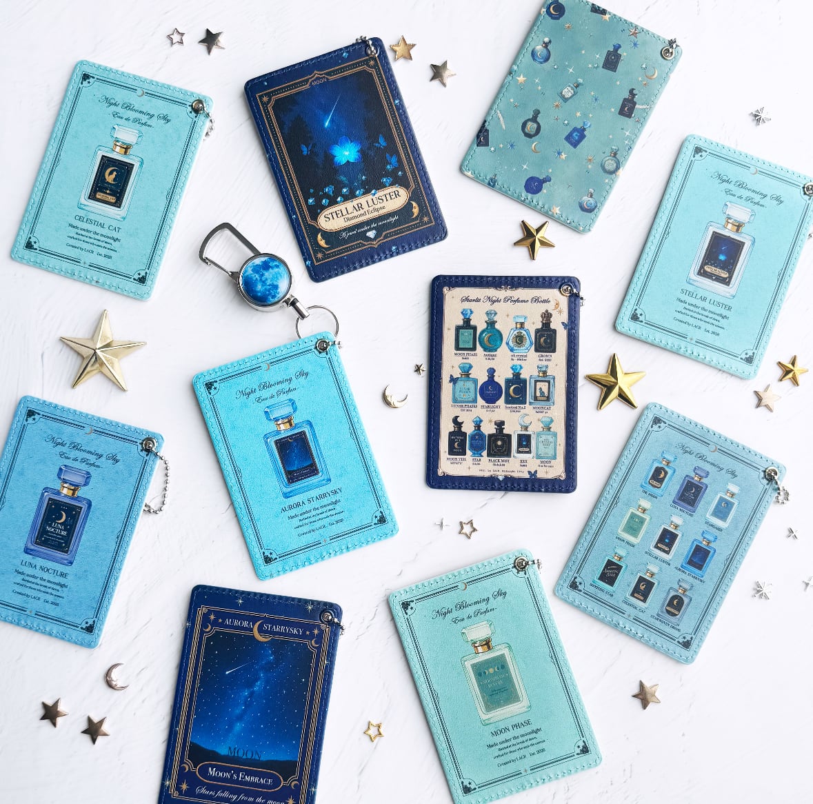 SALE】パスケース（小）星空香水瓶 リールストラップ付き | 定期入れ
