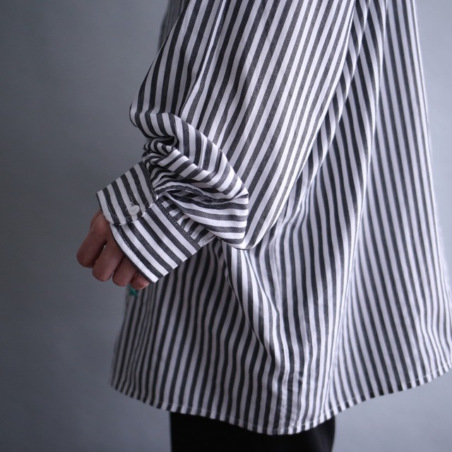 flower embroidery design stripe pattern 2XL loose shirt