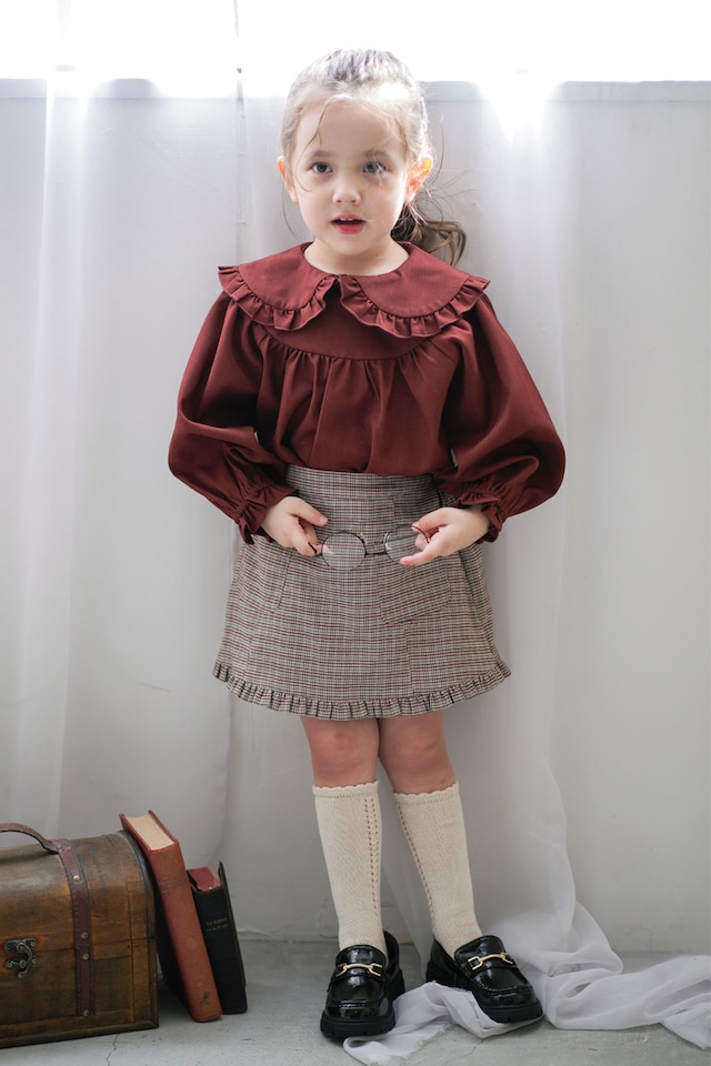 ヘムフリルスカート風ショートパンツ<Red check>