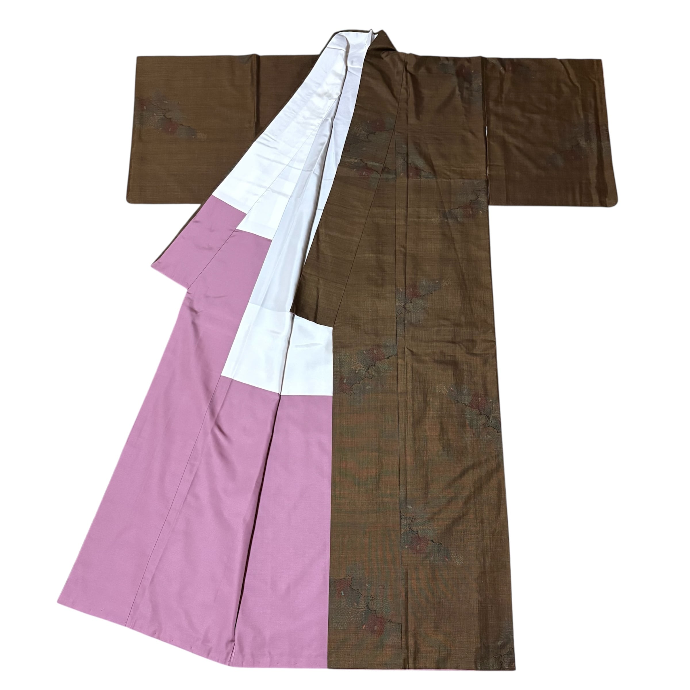 本場大島紬 着物リメイク 9マルキ カシュクールワンピース 舞蝶文様