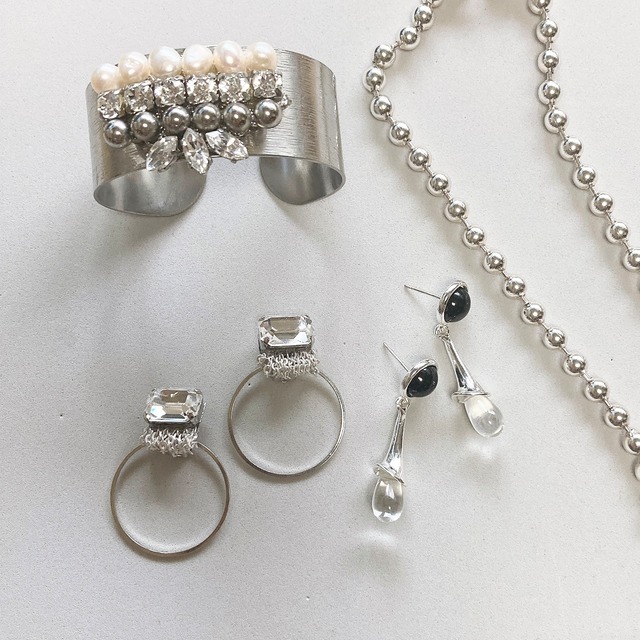 【イヤリング・ピアス】2wayビジュチェーン