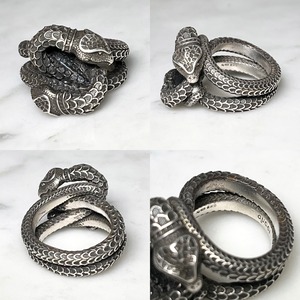 GUCCI heavy gauge silver double snake ring