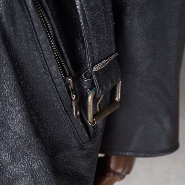 "SINCLAIR" '90s vintage Leather belted double breasted Jacket