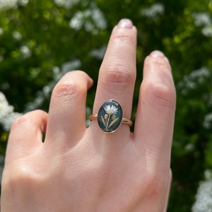 <oval ring dark-green>　グリーン　フリーサイズ